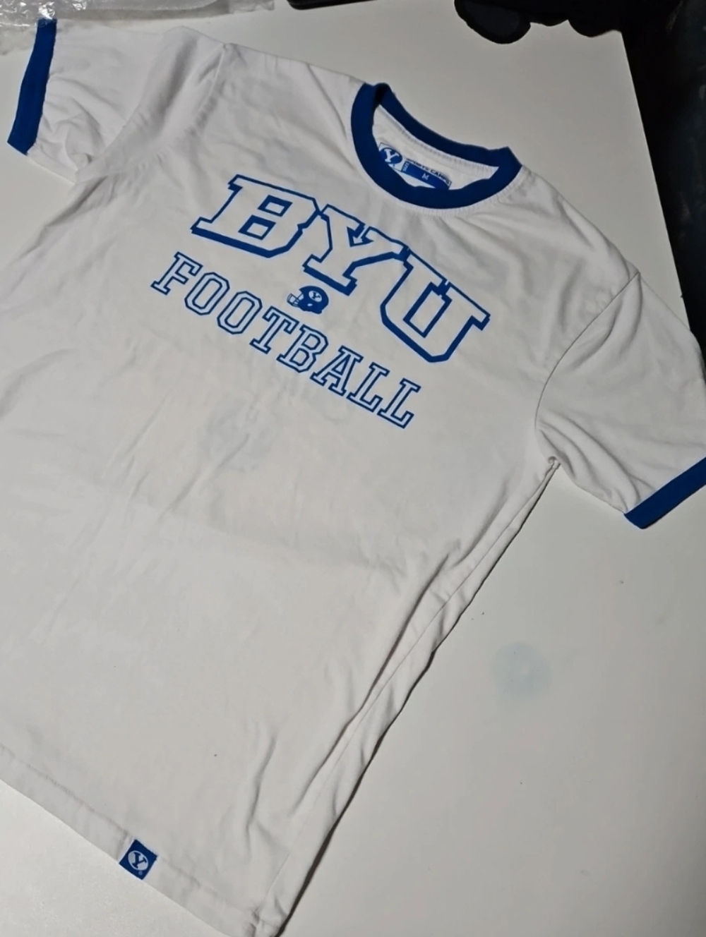 BYU Football Sports Camp Ringer Tee Blue & White Youth/Adult M